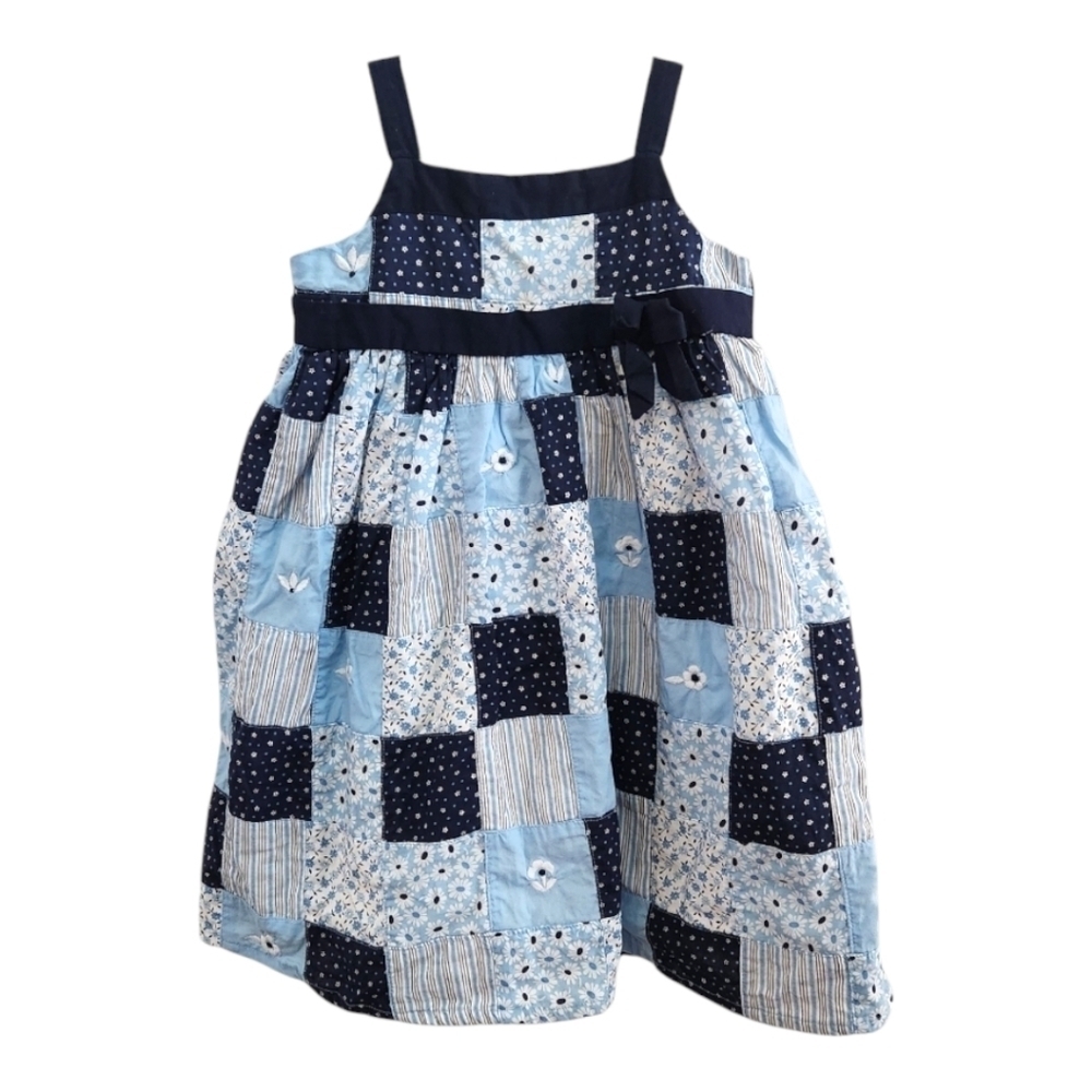 2007 Janie and Jack Toddler Girl's Blue Skies Patchwork Floral Dress 18-24 Month